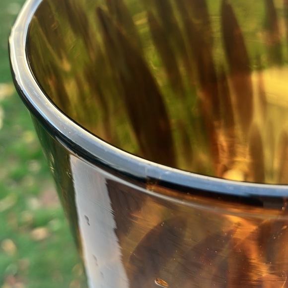 Maestri Vetrai Made in Italy Tortoiseshell Tiger Brown Glass Vase 13x4.25" - Picture 10 of 17